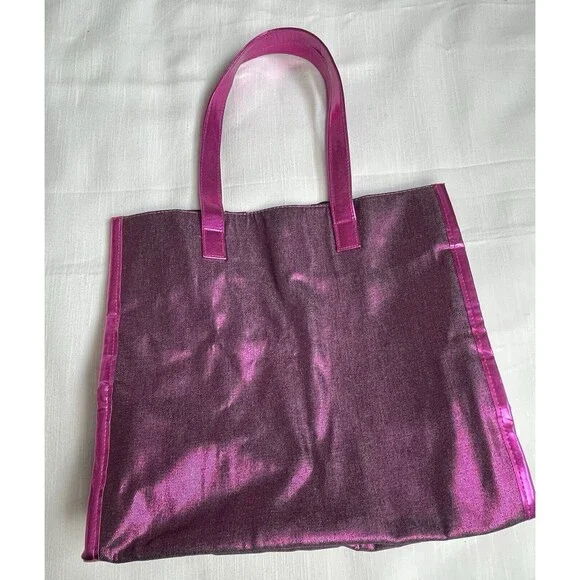 Juicy Couture Matallic Pink Denim Tote Bag New - Picture 3 of 8